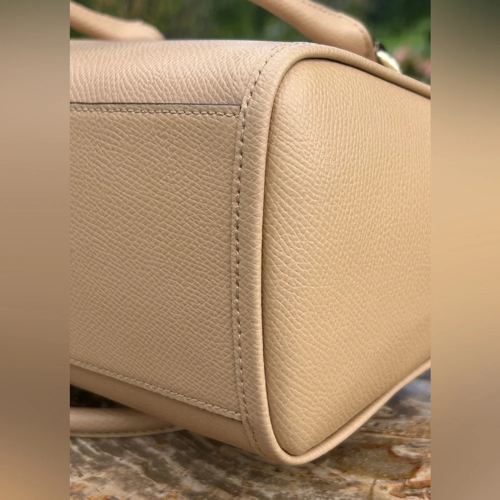 Coach Mini Bennet Sand Crossgrain Leather Satchel F33329 EUC Like New